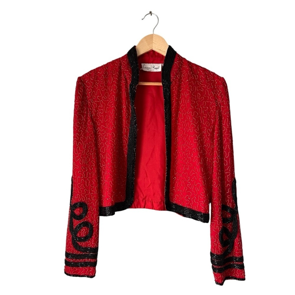 Laurence Kazar New York Vintage Red and Black Embroidered Jacket, Medium
